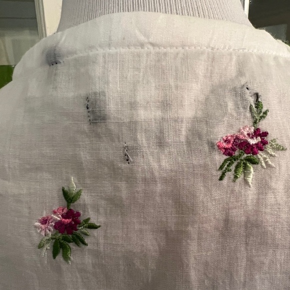 Isabel Marant Floral Rose Embroidered Blouse, Size 38/M-L, Ramie Cotton, Ruffle - Picture 14 of 14